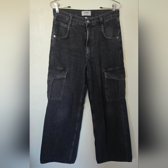 Agolde Denim - Agolde | Black Washed Minka Cargo Wide Leg Jeans Size 26